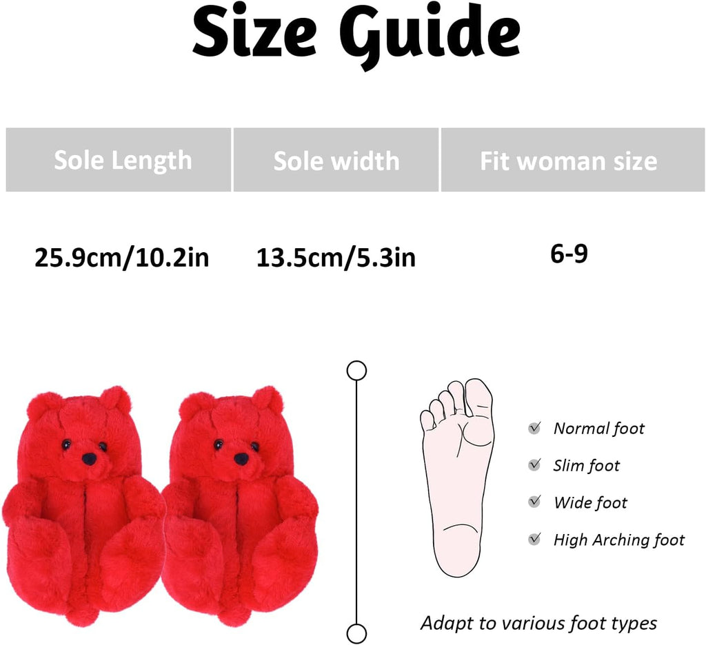 Alayger Women'S Plush Teddy Bear Slippers Home Indoor Soft Anti-Slip Cute Winter Warm Floor Shoes Slippers Cartoon
