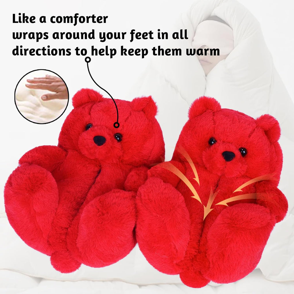 Alayger Women'S Plush Teddy Bear Slippers Home Indoor Soft Anti-Slip Cute Winter Warm Floor Shoes Slippers Cartoon
