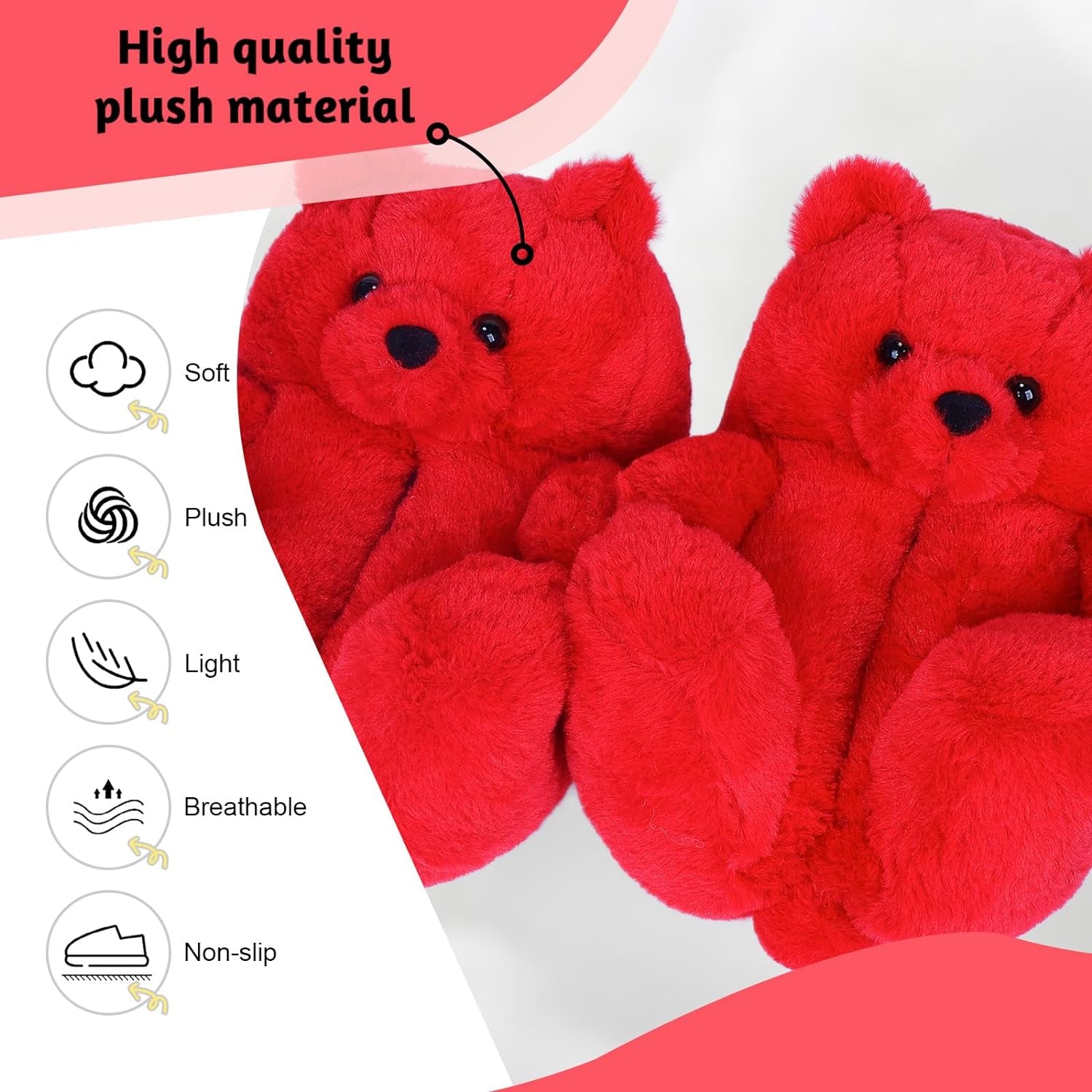 Alayger Women'S Plush Teddy Bear Slippers Home Indoor Soft Anti-Slip Cute Winter Warm Floor Shoes Slippers Cartoon