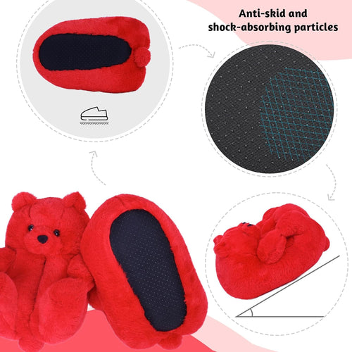 Alayger Women'S Plush Teddy Bear Slippers Home Indoor Soft Anti-Slip Cute Winter Warm Floor Shoes Slippers Cartoon