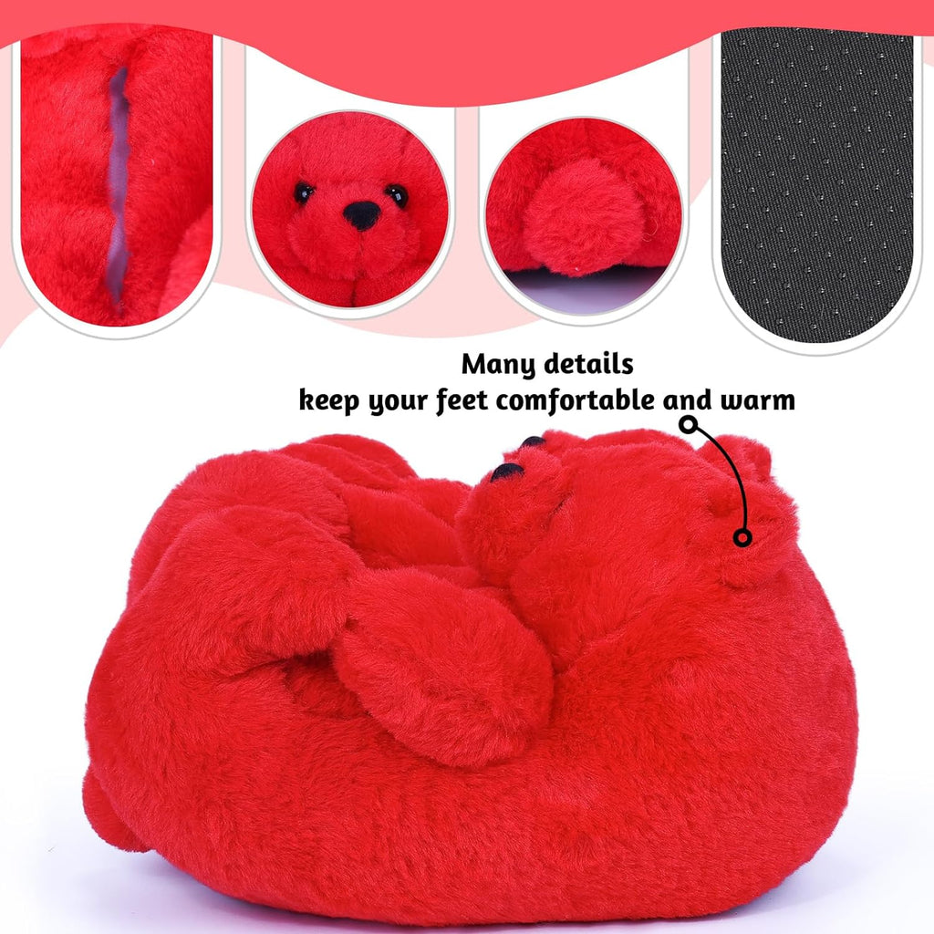 Alayger Women'S Plush Teddy Bear Slippers Home Indoor Soft Anti-Slip Cute Winter Warm Floor Shoes Slippers Cartoon